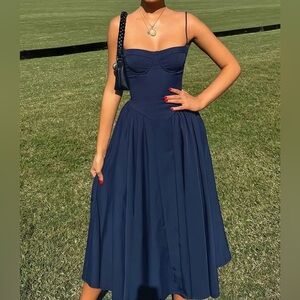 SHEIN Navy Blue Sweetheart Midi Dress